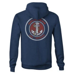 Grundéns Men's Displacement DWR Hoodie -Hang Time Shop Grundens Displacement DWR Hoodie Navy Heather back