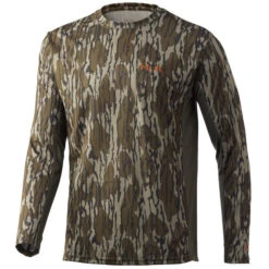 Huk Men's Icon X Mossy Oak Bottomland Crew Performance Fishing Long-Sleeve Shirt