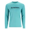 Simms Men's Tech Tee Performance Long-Sleeve T-Shirt -Hang Time Shop Mens Tech Tee Performance LS Shirt GulfBlue